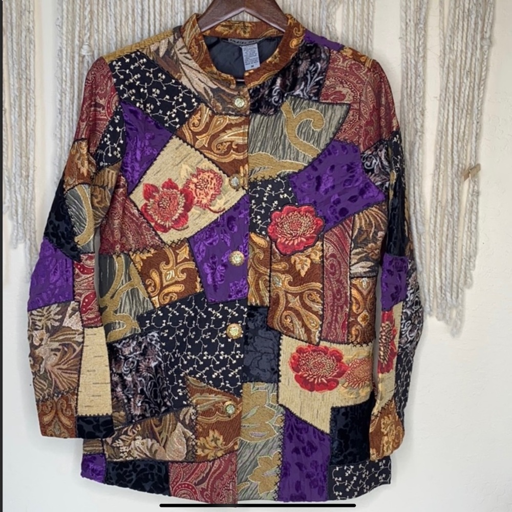 Vintage Boho Indigo Moon Patchwork Jacket